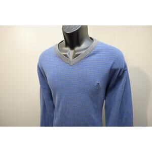 Penguin Munsingwear V Neck Sweater Striped Cotton Long Sleeve Mens Size XL
